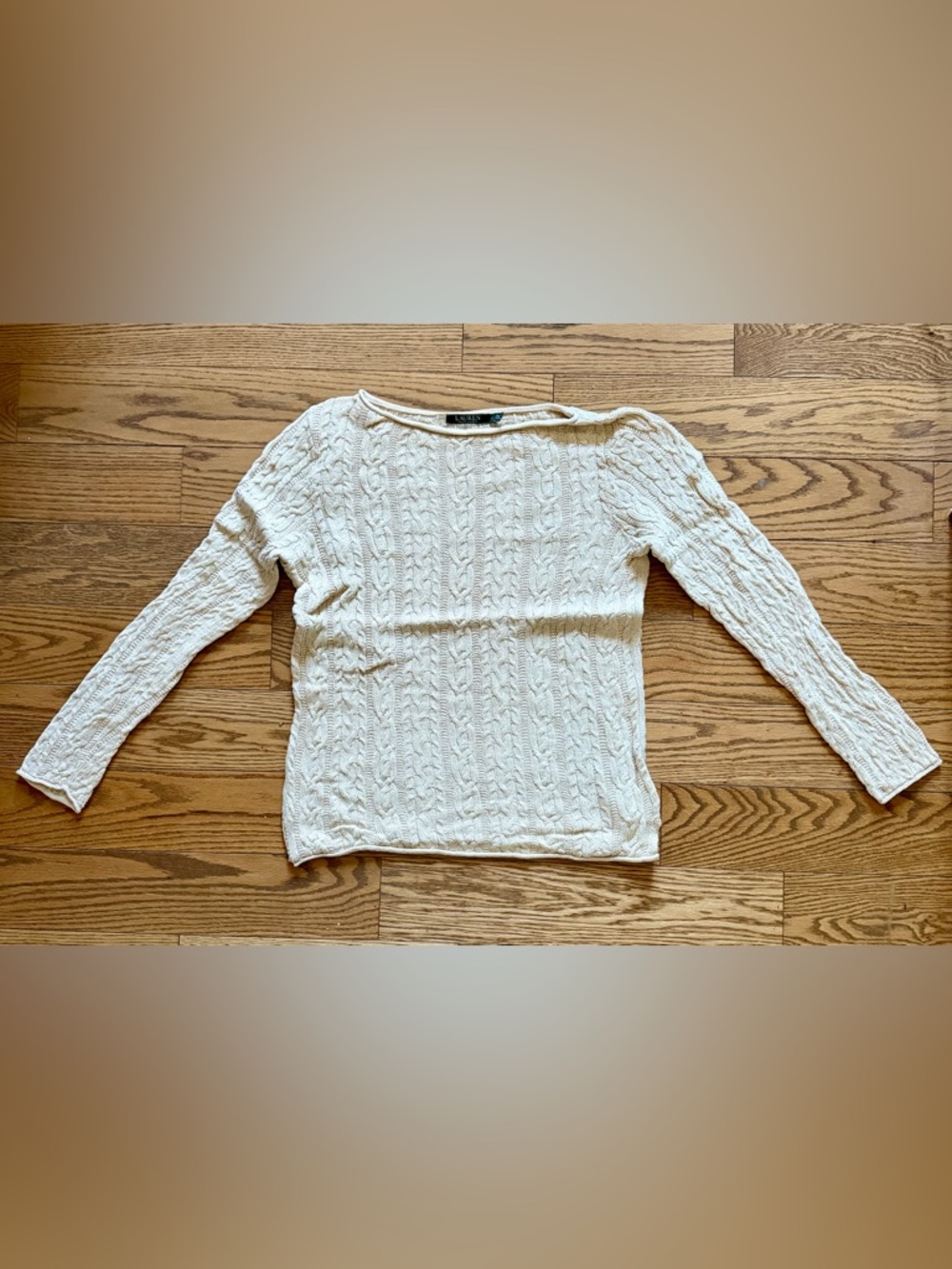 Ralph Lauren Cream Cable-Knit Boat Neck Sweater